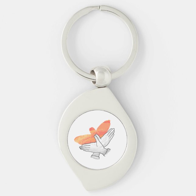 Hand Silhouette Eagle Orange Keychain (Front)