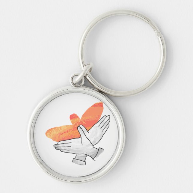 Hand Silhouette Eagle Orange Keychain (Front)