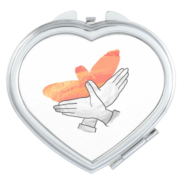 Hand Silhouette Eagle Orange Makeup Mirror (Front)