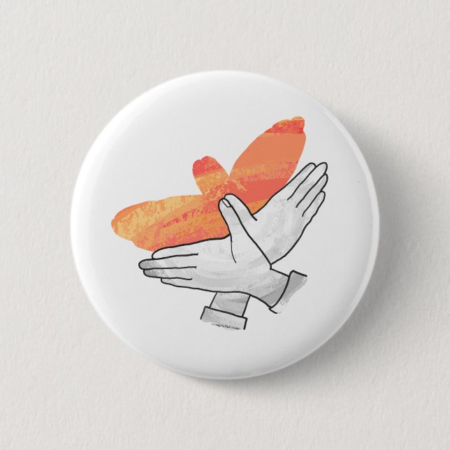 Hand Silhouette Eagle Orange Pinback Button (Front)