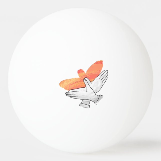 Hand Silhouette Eagle Orange Ping-Pong Ball (Back)