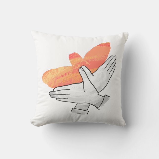 Hand Silhouette Eagle Orange Throw Pillow (Front)