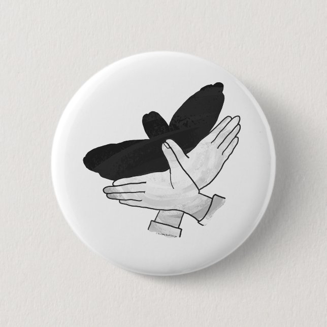 Hand Silhouette Eagle Pinback Button (Front)
