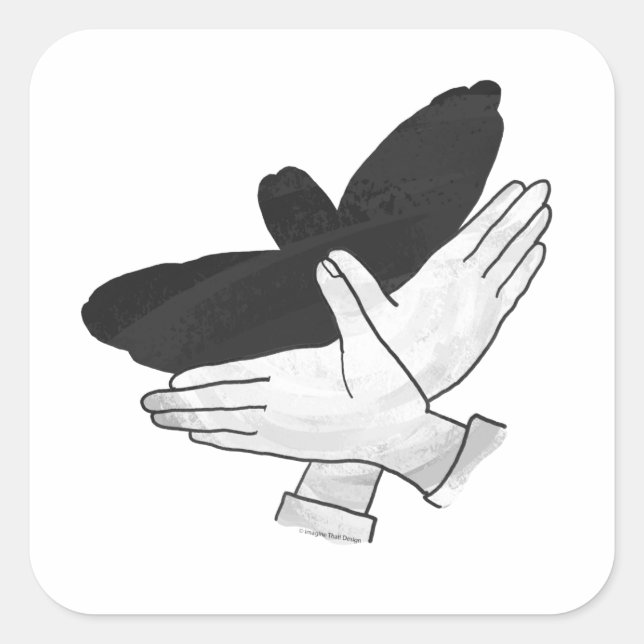 Hand Silhouette Eagle Square Sticker (Front)