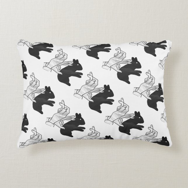 Hand Silhouette Rabbit Accent Pillow (Front)