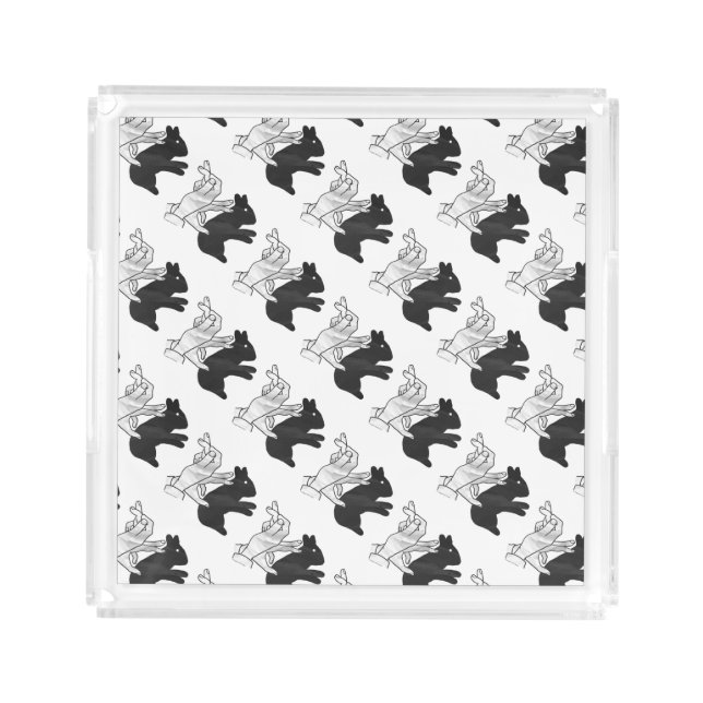Hand Silhouette Rabbit Acrylic Tray (Front)