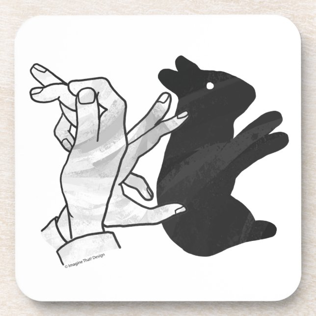 Hand Silhouette Rabbit Beverage Coaster (Front)