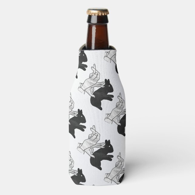 Hand Silhouette Rabbit Bottle Cooler (Bottle Front)
