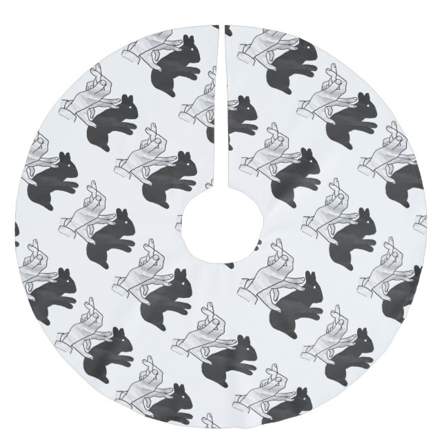 Hand Silhouette Rabbit Brushed Polyester Tree Skirt (Front)
