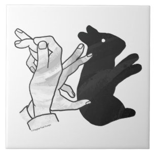 Hand Silhouette Rabbit Ceramic Tile