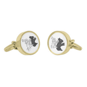 Hand Silhouette Rabbit Gold Cufflinks