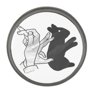 Hand Silhouette Rabbit Gunmetal Finish Lapel Pin