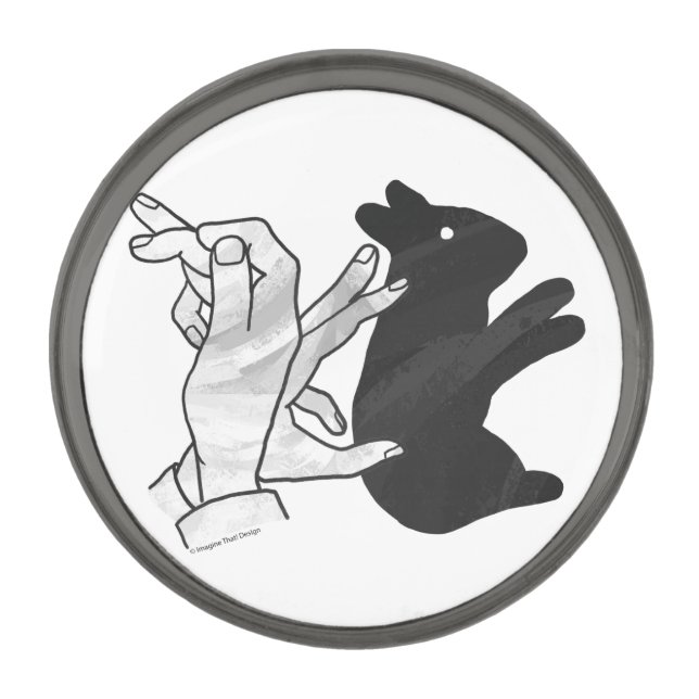 Hand Silhouette Rabbit Gunmetal Finish Lapel Pin (Front)