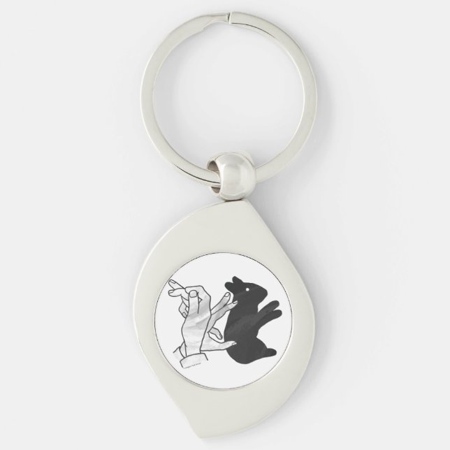 Hand Silhouette Rabbit Keychain (Front)