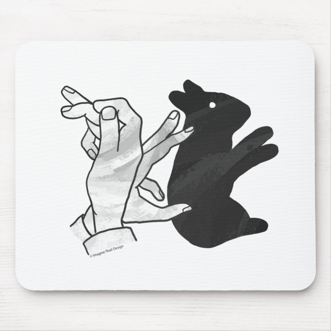 Hand Silhouette Rabbit Mouse Pad (Front)