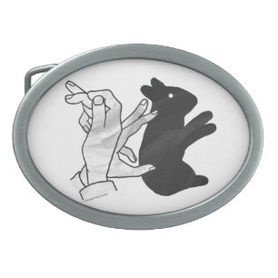 Hand Silhouette Rabbit Oval Belt Buckle