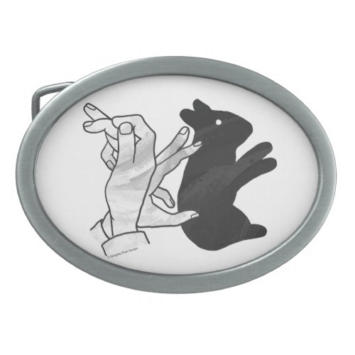 Hand Silhouette Rabbit Oval Belt Buckle