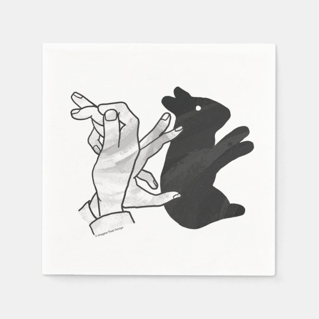 Hand Silhouette Rabbit Paper Napkins (Front)