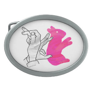 Hand Silhouette Rabbit Pink Belt Buckle