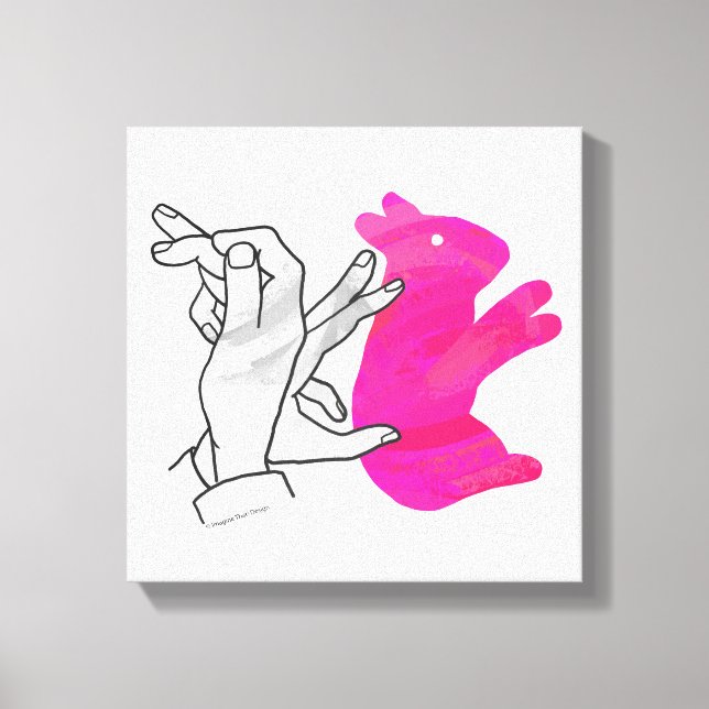 Hand Silhouette Rabbit Pink Canvas Print (Front)