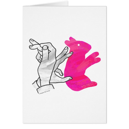 Hand Silhouette Rabbit Pink Cards (Front)