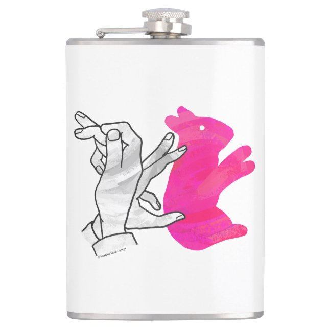 Hand Silhouette Rabbit Pink Flask (Front)