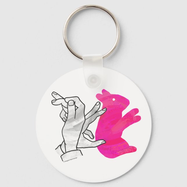 Hand Silhouette Rabbit Pink Keychain (Front)