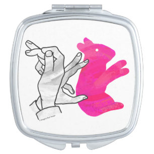 Hand Silhouette Rabbit Pink Mirror For Makeup