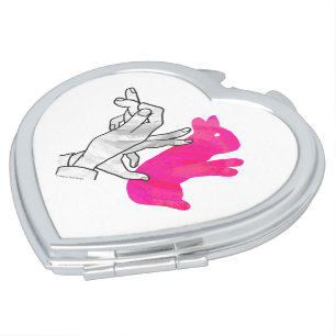 Hand Silhouette Rabbit Pink Mirror For Makeup