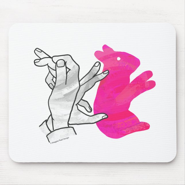 Hand Silhouette Rabbit Pink Mouse Pad (Front)