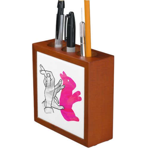 Hand Silhouette Rabbit Pink PencilPen Holder