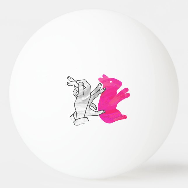 Hand Silhouette Rabbit Pink Ping-Pong Ball (Back)