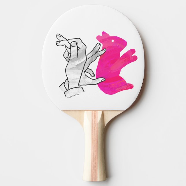 Hand Silhouette Rabbit Pink Ping-Pong Paddle (Front)