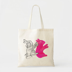 Hand Silhouette Rabbit Pink Tote Bag
