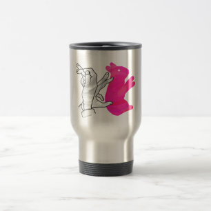Hand Silhouette Rabbit Pink Travel Mug
