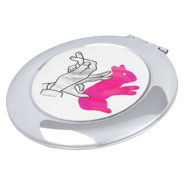 Hand Silhouette Rabbit Pink Vanity Mirror (Turned)