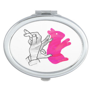 Hand Silhouette Rabbit Pink Vanity Mirror
