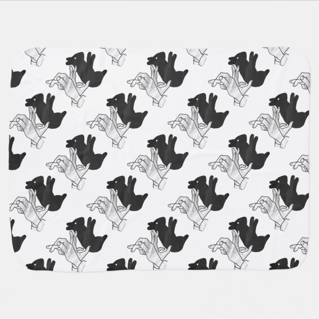 Hand Silhouette Rabbit Swaddle Blanket (Horizontal)