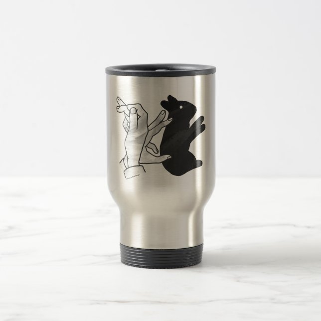 Hand Silhouette Rabbit Travel Mug (Center)