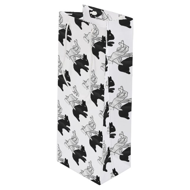 Hand Silhouette Rabbit Wine Gift Bag (Front Angled)