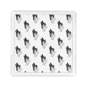 Hand Silhouette Wolf Acrylic Tray
