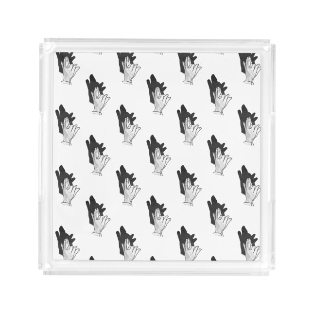 Hand Silhouette Wolf Acrylic Tray (Front)