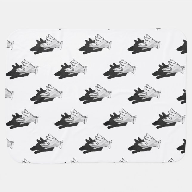 Hand Silhouette Wolf Baby Blanket (Horizontal)