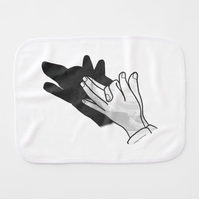 Hand Silhouette Wolf Baby Burp Cloth (Front Horizontal)
