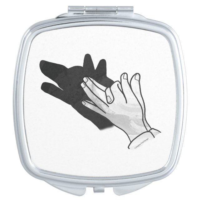 Hand Silhouette Wolf Compact Mirror (Front)