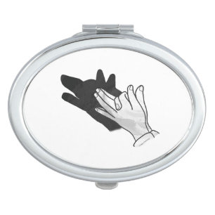 Hand Silhouette Wolf Compact Mirror