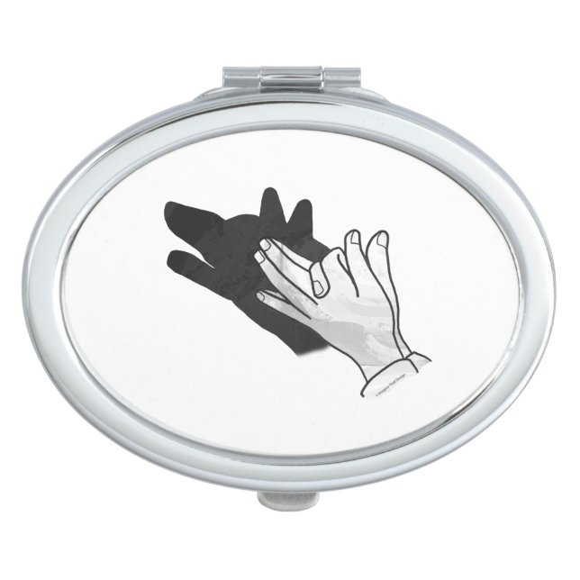 Hand Silhouette Wolf Compact Mirror (Front)
