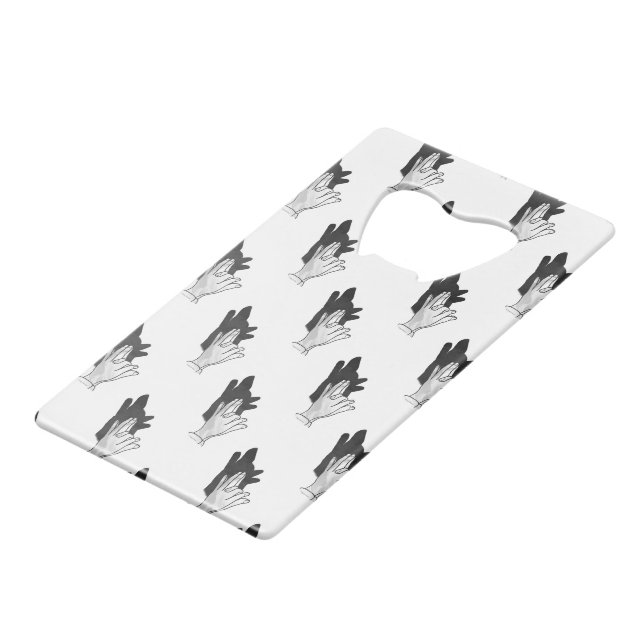 Hand Silhouette Wolf Credit Card Bottle Opener (Front Angled)