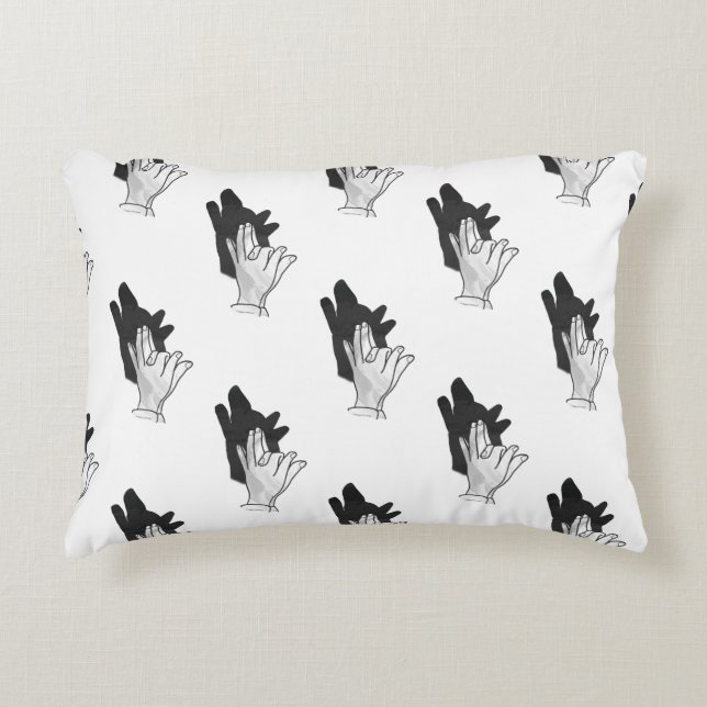 Hand Silhouette Wolf Decorative Pillow (Front)