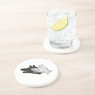 Hand Silhouette Wolf Drink Coaster